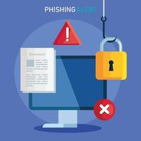 data phishing hacking online bluff koncept, med dator och ikoner krok vektor