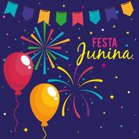 festa junina Poster mit Luftballons Helium und Dekoration vektor