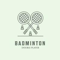 badminton linje konst logotyp minimalistisk design ikon vektor