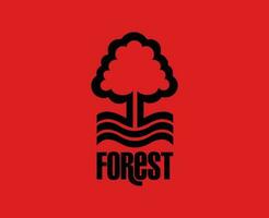 Nottingham skog fc klubb logotyp svart symbol premiärminister liga fotboll abstrakt design vektor illustration med röd bakgrund