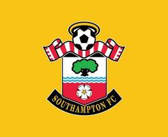 Southampton klubb logotyp symbol premiärminister liga fotboll abstrakt design vektor illustration med gul bakgrund