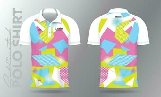 Sublimation Polo Hemd Attrappe, Lehrmodell, Simulation Vorlage Design zum Badminton Jersey, Tennis, Fußball, Fußball oder Sport Uniform vektor