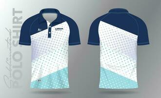 sublimering blå polo skjorta attrapp mall design för badminton jersey, tennis, fotboll, fotboll eller sport enhetlig vektor