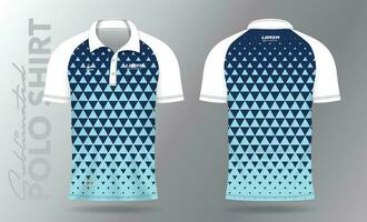 Sublimation Blau Polo Hemd Attrappe, Lehrmodell, Simulation Vorlage Design zum Badminton Jersey, Tennis, Fußball, Fußball oder Sport Uniform vektor