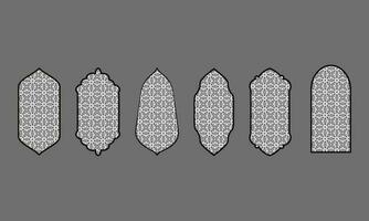 einstellen von schwarz und Weiß Silhouetten von islamisch windows.arab Rahmen set.ramadan kareem simbol Symbol. vektor