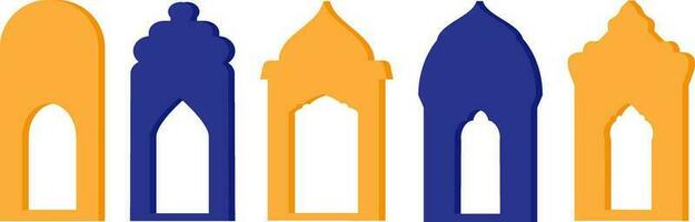 uppsättning av färgad och vit silhuetter av islamic windows.arab ram set.ramadan kareem simbol ikon. vektor