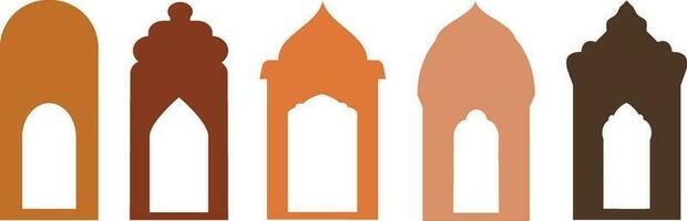 einstellen von farbig und Weiß Silhouetten von islamisch windows.arab Rahmen set.ramadan kareem simbol Symbol. vektor