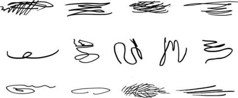 snabb vriden och korsade genomslag. uppsättning av markera rader och signaturer. borsta stroke markörer eller bläck.doodle vektor grafisk element.