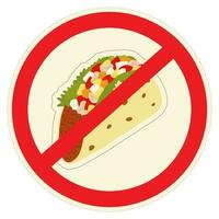 Aufkleber von Mexikaner Essen Tacos unter das Verbot Sache im modisch Farbtöne. Latein amerikanisch schnell Lebensmittel. Aufkleber vektor