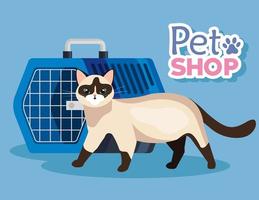 Tierhandlung Tierarzt mit Katzen- und Tiertransportbox vektor