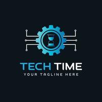 Technik Zeit Logo Design Vektor Vorlage