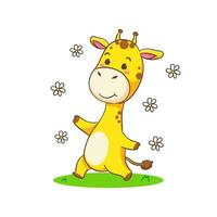 süß glücklich Giraffe Karikatur Charakter auf Weiß Hintergrund Vektor Illustration. komisch bezaubernd Tier Konzept Design.