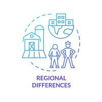 regional Unterschiede Blau Gradient Konzept Symbol. Entwicklung Land. Einkommen und Kosten. Kosten von Leben. Einkommen Ungleichheit abstrakt Idee dünn Linie Illustration. isoliert Gliederung Zeichnung vektor