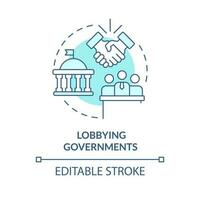 Lobbying Regierungen Türkis Konzept Symbol. Organisationen. bilden von Anwaltschaft abstrakt Idee dünn Linie Illustration. isoliert Gliederung Zeichnung. editierbar Schlaganfall vektor