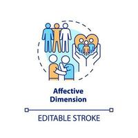 affektiv dimensionera begrepp ikon. sel aktivitet. gced socio emotionell Kompetens abstrakt aning tunn linje illustration. isolerat översikt teckning. redigerbar stroke vektor