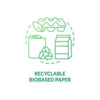 recycelbar biobasiert Papier Grün Gradient Konzept Symbol. Alternative roh Materialien. nachhaltig Verpackung Idee dünn Linie Illustration. isoliert Gliederung Zeichnung vektor