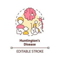 Huntington Krankheit Konzept Symbol. Gehirn Störung. Gen Mutation. erblich Krankheit abstrakt Idee dünn Linie Illustration. isoliert Gliederung Zeichnung. editierbar Schlaganfall vektor