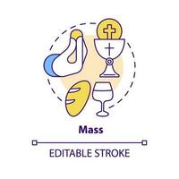 Masse Konzept Symbol. sakramental Ritual im Kirche. religiös trainieren abstrakt Idee dünn Linie Illustration. isoliert Gliederung Zeichnung. editierbar Schlaganfall vektor