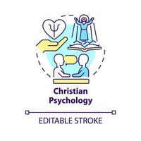 Christian Psychologie Konzept Symbol. religiös Unterstützung. Kirche Beratung abstrakt Idee dünn Linie Illustration. isoliert Gliederung Zeichnung. editierbar Schlaganfall vektor