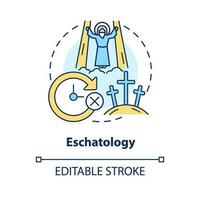 Eschatologie Konzept Symbol. Studie von Mensch Schicksal Ende. Christian Glauben abstrakt Idee dünn Linie Illustration. isoliert Gliederung Zeichnung. editierbar Schlaganfall vektor