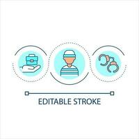 Chance zu erhalten Job zum Ex Gefangene Schleife Konzept Symbol. inklusive Beschäftigung Strategie abstrakt Idee dünn Linie Illustration. isoliert Gliederung Zeichnung. editierbar Schlaganfall vektor