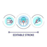 Freiwilligenarbeit Aktivität Schleife Konzept Symbol. unterstützend Programm Bereitstellung. Sozial Organisation abstrakt Idee dünn Linie Illustration. isoliert Gliederung Zeichnung. editierbar Schlaganfall vektor