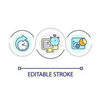 Zeit Verwaltung Software Schleife Konzept Symbol. Arbeit Berichterstattung. Aufgabe Tracker. Mitarbeiter Produktivität abstrakt Idee dünn Linie Illustration. isoliert Gliederung Zeichnung. editierbar Schlaganfall vektor