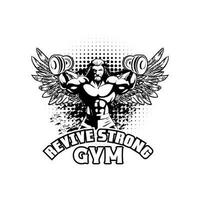 Jahrgang Fitness beleben stark Fitnessstudio Sport Hantel Vektor t Hemd Design