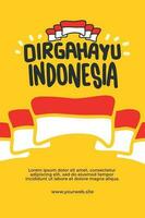 Indonesien Unabhängigkeit Tag handgeschrieben Beschriftung Text Vektor Design. Dirgahayu Indonesien übersetzt zu Indonesien Unabhängigkeit Tag