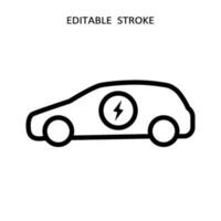 elektrisch Auto Symbol. Hybrid Fahrzeug Piktogramm. Linie elektrisch Auto vektor