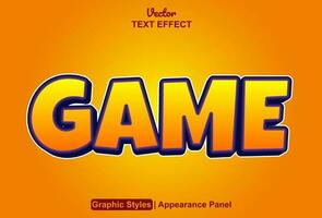 spel text effekt med orange Färg grafisk stil redigerbar. vektor