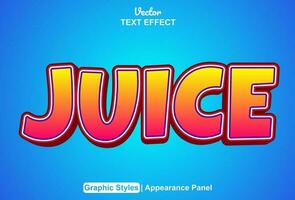 juice text effekt med orange Färg grafisk stil och redigerbar. vektor