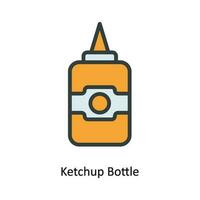 Ketchup Flasche Vektor füllen Gliederung Symbol Design Illustration. Küche und Zuhause Symbol auf Weiß Hintergrund eps 10 Datei