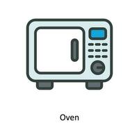 Ofen Vektor füllen Gliederung Symbol Design Illustration. Küche und Zuhause Symbol auf Weiß Hintergrund eps 10 Datei