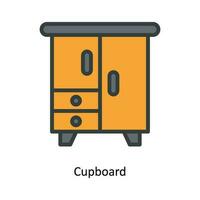 Schrank Vektor füllen Gliederung Symbol Design Illustration. Küche und Zuhause Symbol auf Weiß Hintergrund eps 10 Datei