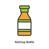 Ketchup Flasche Vektor füllen Gliederung Symbol Design Illustration. Küche und Zuhause Symbol auf Weiß Hintergrund eps 10 Datei