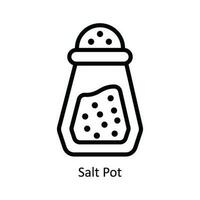 Salz- Topf Vektor Gliederung Symbol Design Illustration. Küche und Zuhause Symbol auf Weiß Hintergrund eps 10 Datei