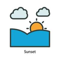 Sonnenuntergang Vektor füllen Gliederung Symbol Design Illustration. Natur und Ökologie Symbol auf Weiß Hintergrund eps 10 Datei