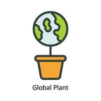 global Pflanze Vektor füllen Gliederung Symbol Design Illustration. Natur und Ökologie Symbol auf Weiß Hintergrund eps 10 Datei