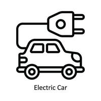 elektrisk bil vektor översikt ikon design illustration. natur och ekologi symbol på vit bakgrund eps 10 fil
