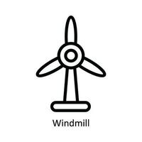 Windmühle Vektor Gliederung Symbol Design Illustration. Natur und Ökologie Symbol auf Weiß Hintergrund eps 10 Datei