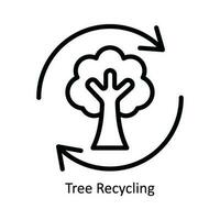 Baum Recycling Vektor Gliederung Symbol Design Illustration. Natur und Ökologie Symbol auf Weiß Hintergrund eps 10 Datei