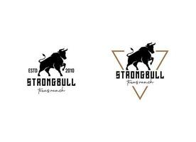 Jahrgang klassisch Stier Longhorn Logo Design Vorlage vektor
