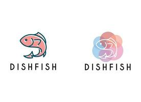 Fisch Logo mit Linie Design Vektor, Restaurant Logo , Fisch und Kreis vektor