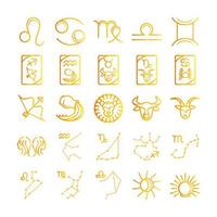 zodiac astrologi horoskop kalender konstellation leo cancer jungfrun libra gemini ikoner samling gradient stil vektor