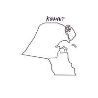 Hand gezeichnet Gekritzel Karte von Kuwait. Vektor Illustration