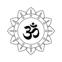 Blumenmandala mit hinduistischem Om-Symbol vektor