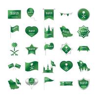 Königreich Saudi-Arabien Nationalfeiertag Feier Freiheit Nationale Symbole Set Farbverlauf Stil vektor