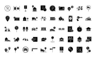 Parken Transport Business Line Style Icons Set Design vektor