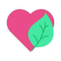 Liebe Herz mit Blatt Natur Umgebung isoliert Symbol Design vektor